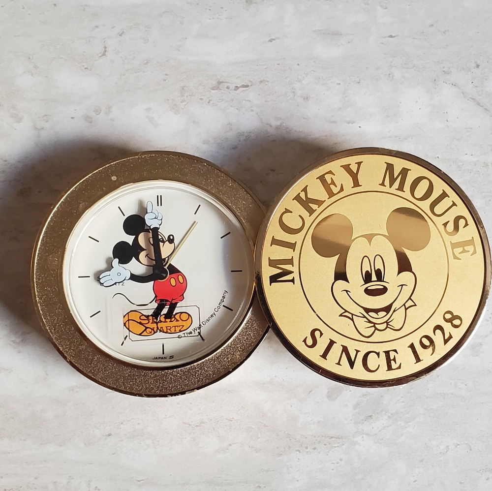Vintage Gold 1988 Mickey Mouse Seiko Travel Clock